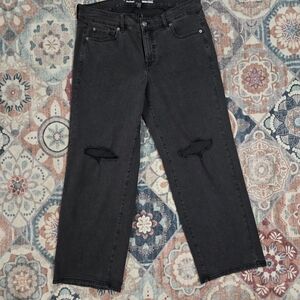 torrid Black Perfect Wide Leg Vintage Stretch Distressed Jeans 12R